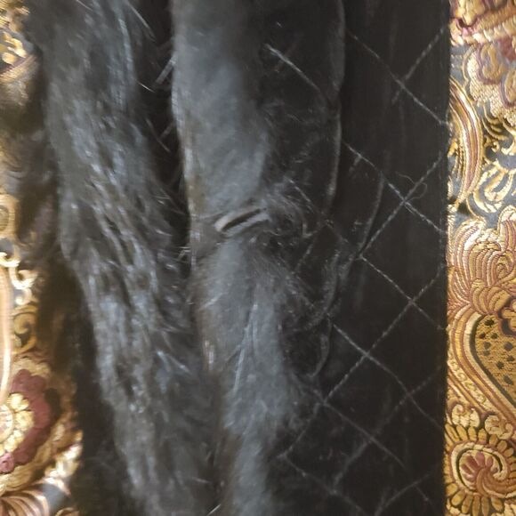 Chico's Vintage Velvet Paisley Vest Fur Trim Size 1/M Reversible Bohemian - Picture 8 of 10
